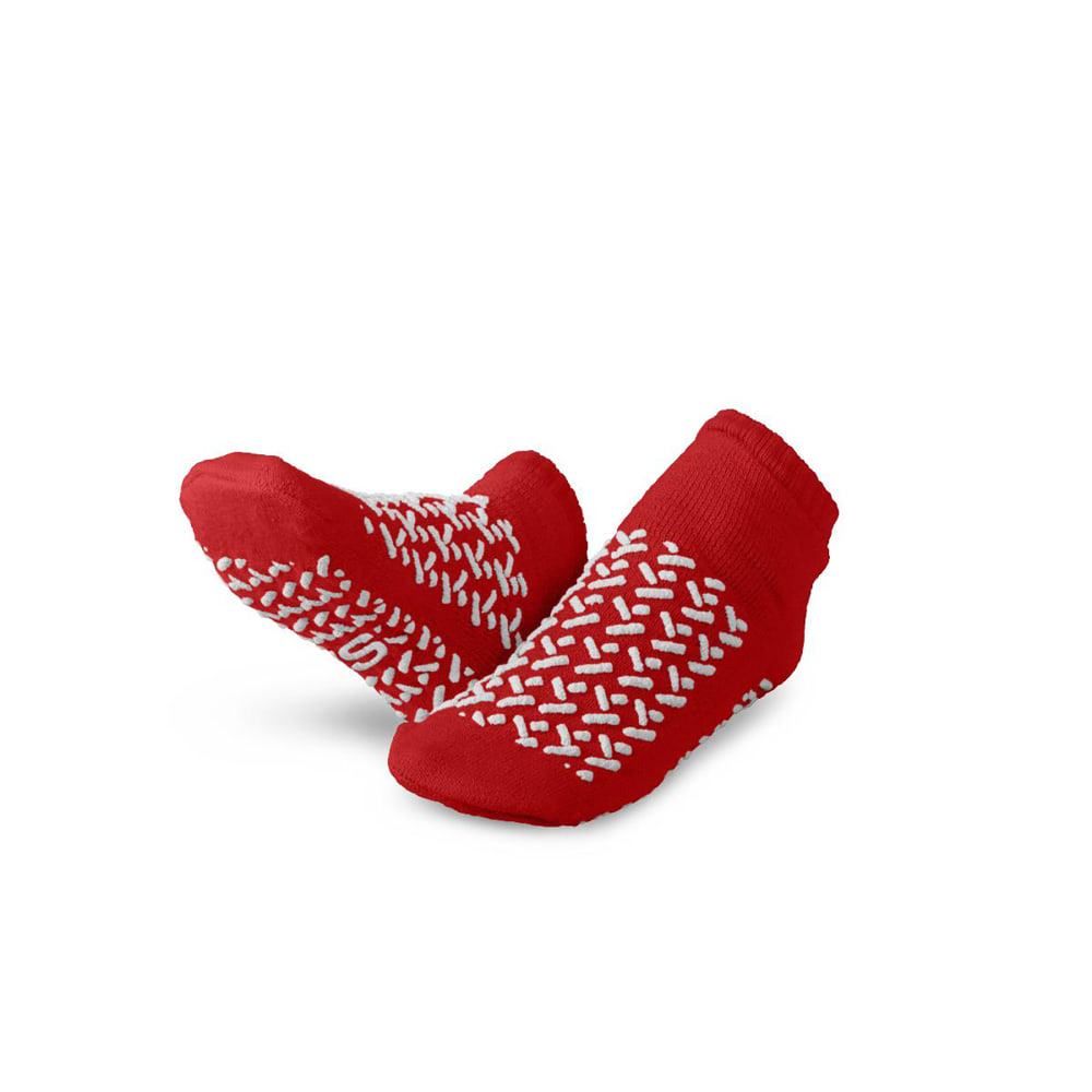 Medline Double-Tread Terrycloth Slippers, Small, Red, Pack Of