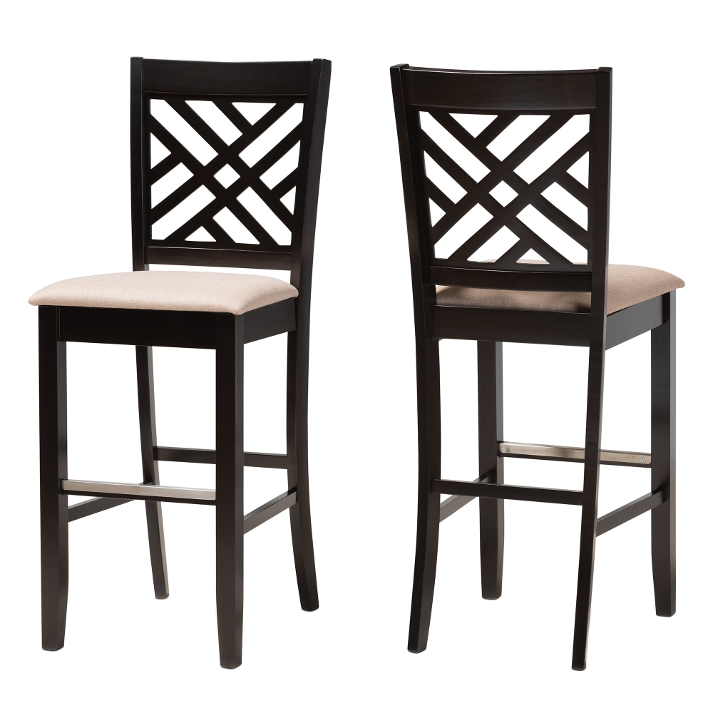Baxton Studio Jason Bar Stools, Espresso Brown/Sand, Set