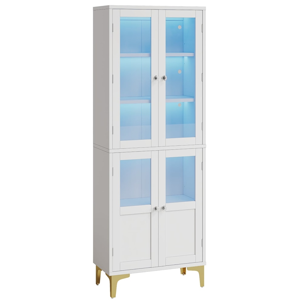 Bestier 65"H 5-Shelf LED Lit Glass Door Storage