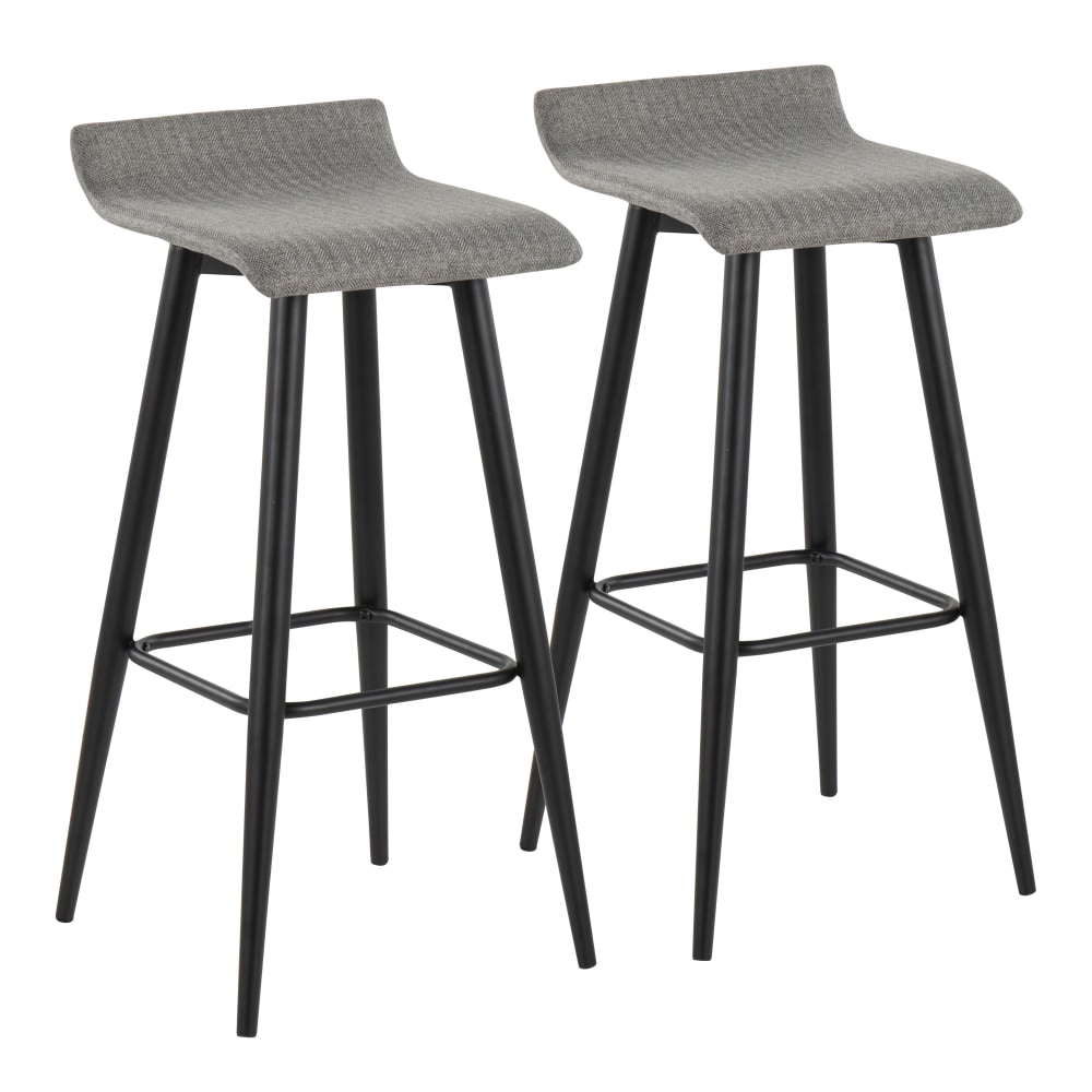 LumiSource Ale Fixed-Height Bar Stools, Fabric Seat, Gray/Black,