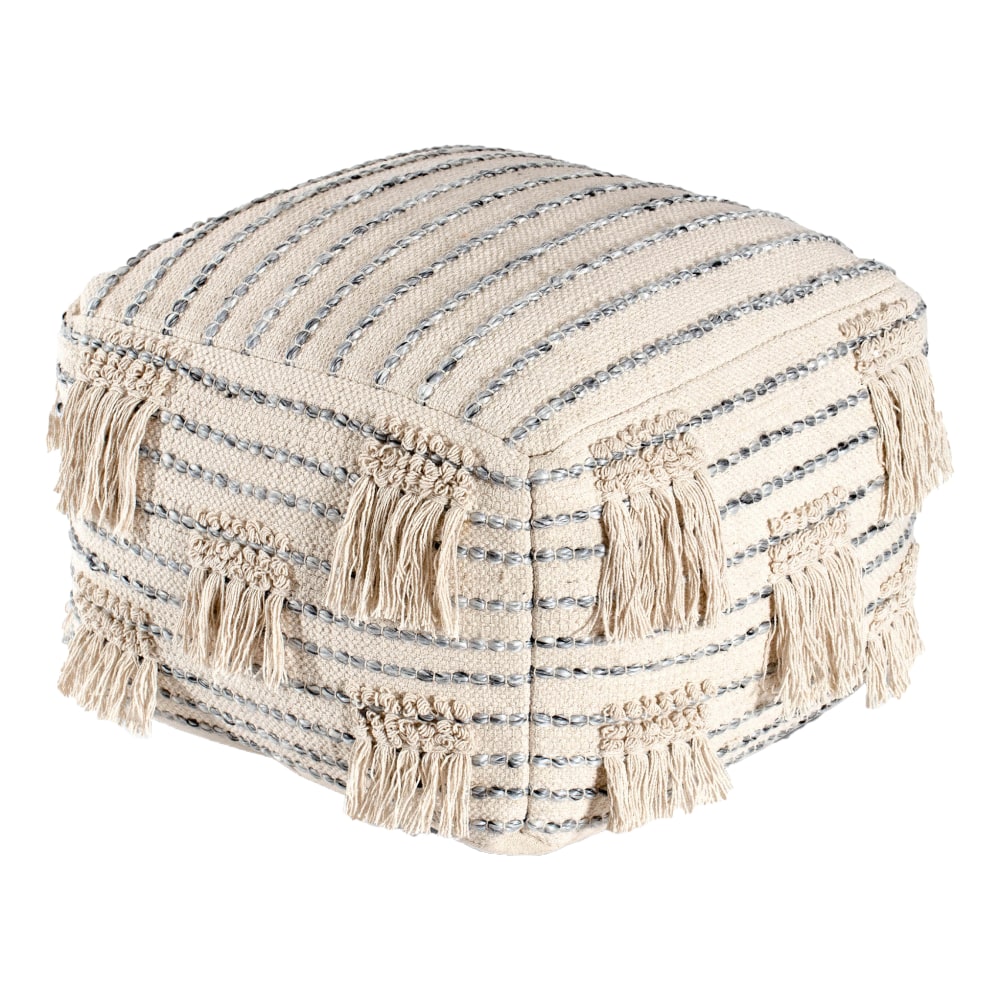 Anji Mountain Graduation Day Pouf Ottoman, Beige/Gray