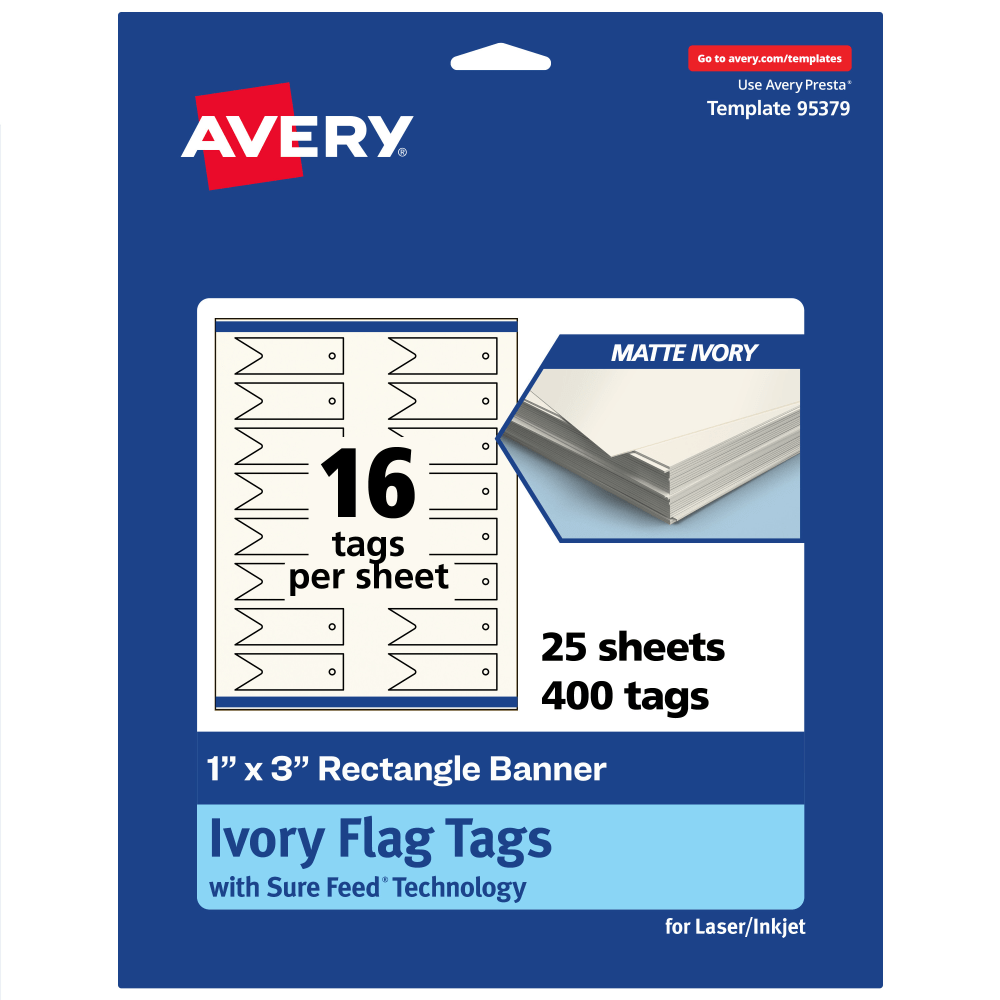 Avery® Print-To-The-Edge Flag Tags With Sure Feed® Technology,