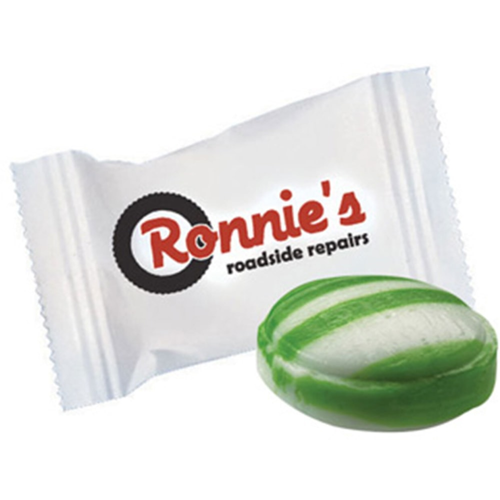 Custom Personalized Green Striped Spearmint Candies Promotional