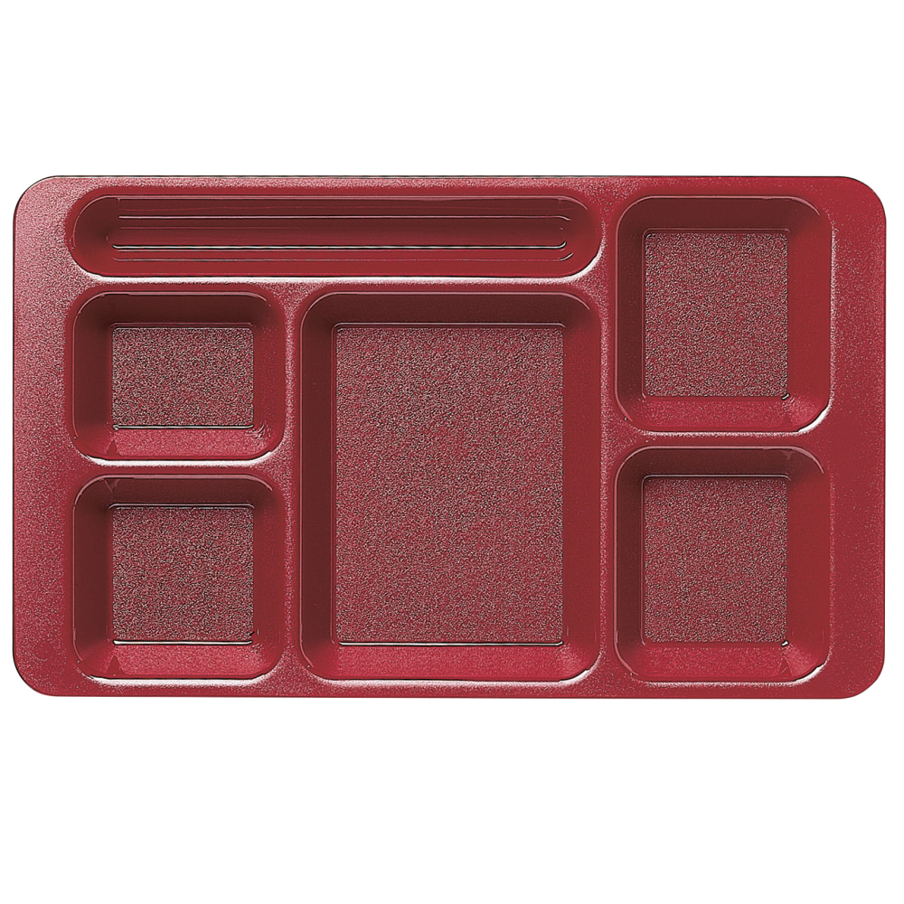 Cambro Camwear® 5-Compartment Trays, Cranberry, Pack Of 24
