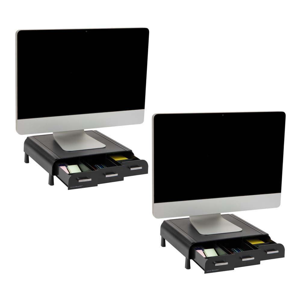 Mind Reader Monitor Stand 3 Storage Drawers Desktop