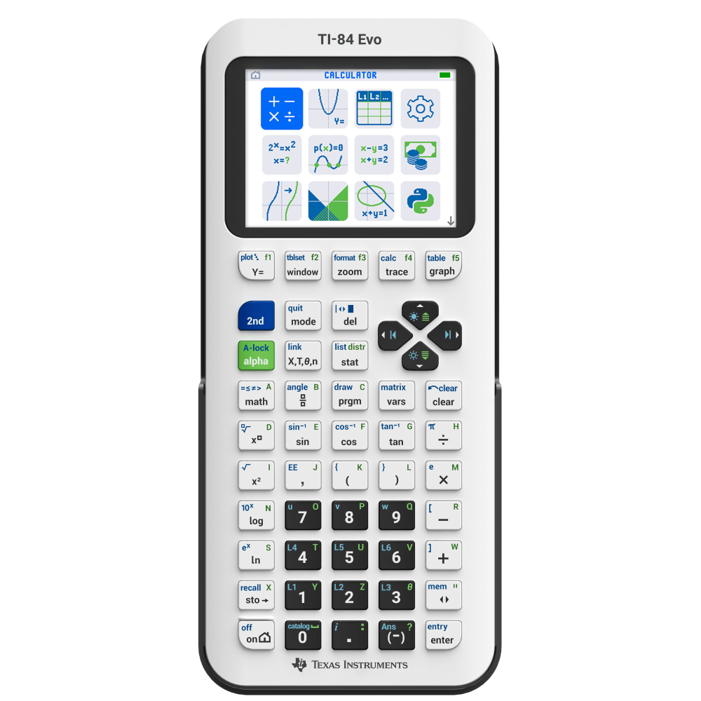 Texas Instruments TI-84 Evo Graphing Calculator, White, Total
