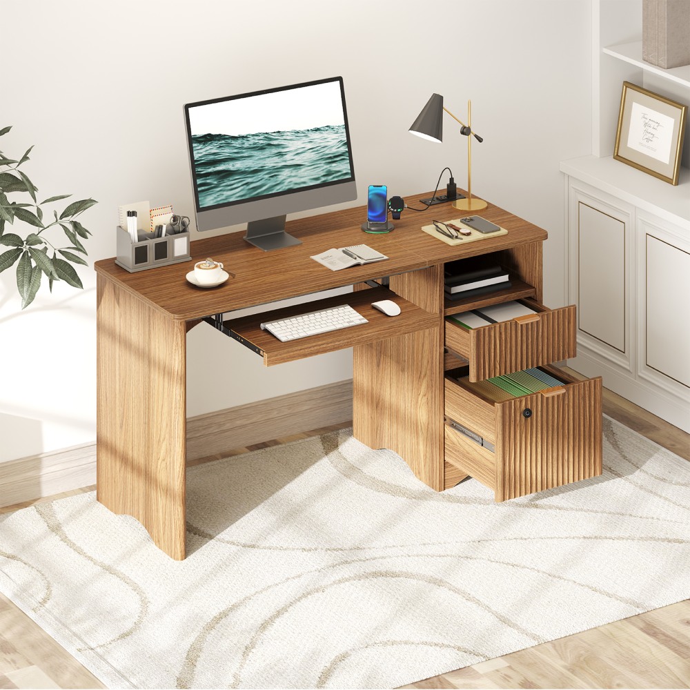 Bestier Executive Office Desk with Fingerprint Security and
