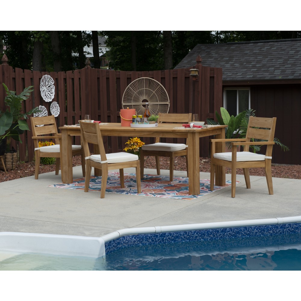 Linon Clemmet 5-Piece Outdoor Dining Set, Teak