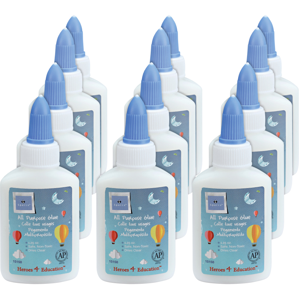 Sparco Washable School Glue, 1.25 Oz, White, Box