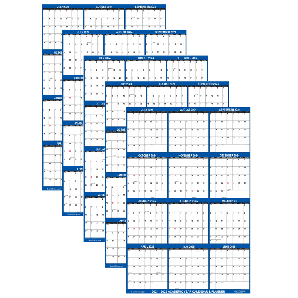 2024-2025 SwiftGlimpse Academic Daily/Yearly Wall Calendar,