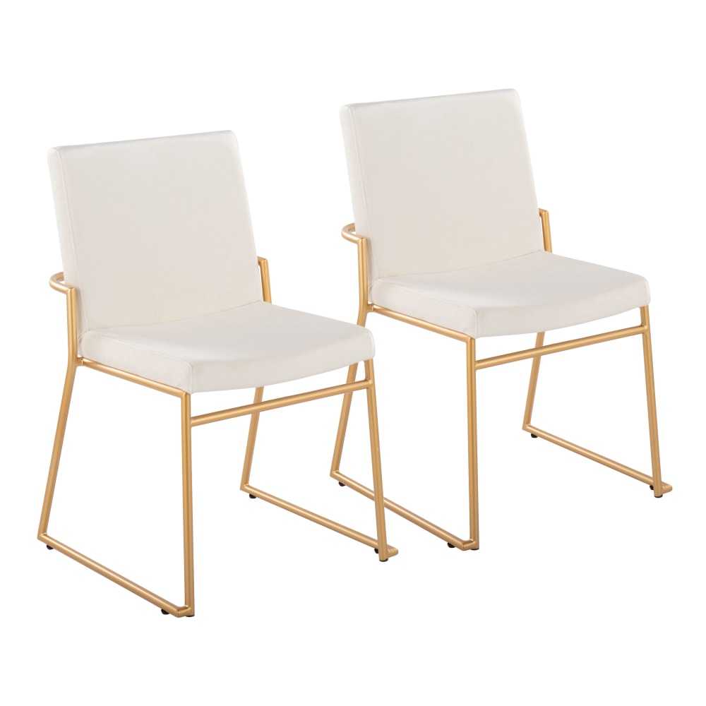 LumiSource Dutchess Contemporary Dining Chairs, Cream/Gold, Set