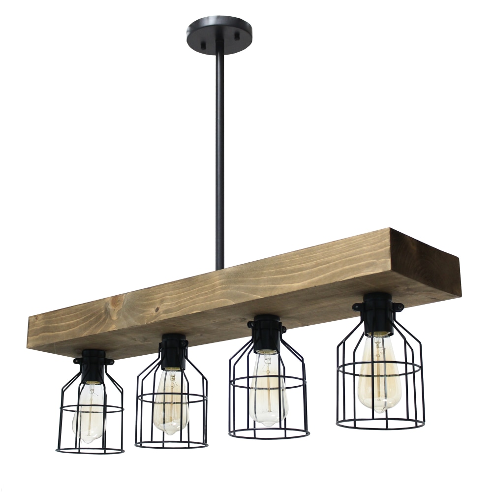 Lalia Home 4-Light Farmhouse Beam Pendant, 7-1/2"W, Rustic