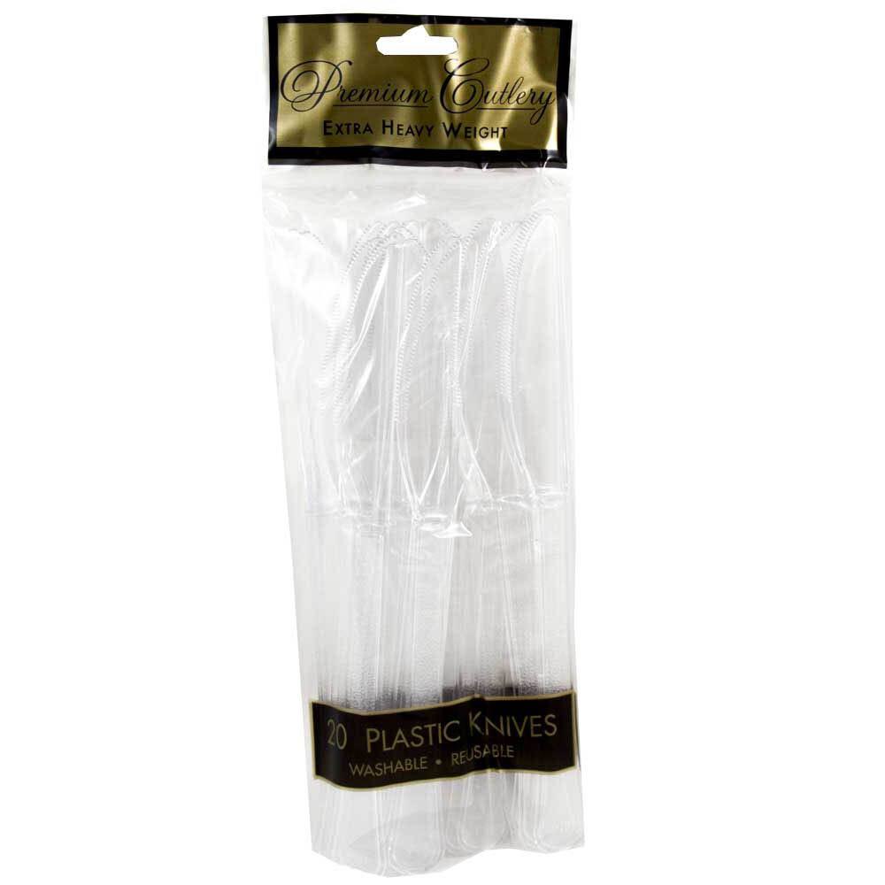 JAM PAPER Premium Plastic Knives, Clear, 20 Disposable