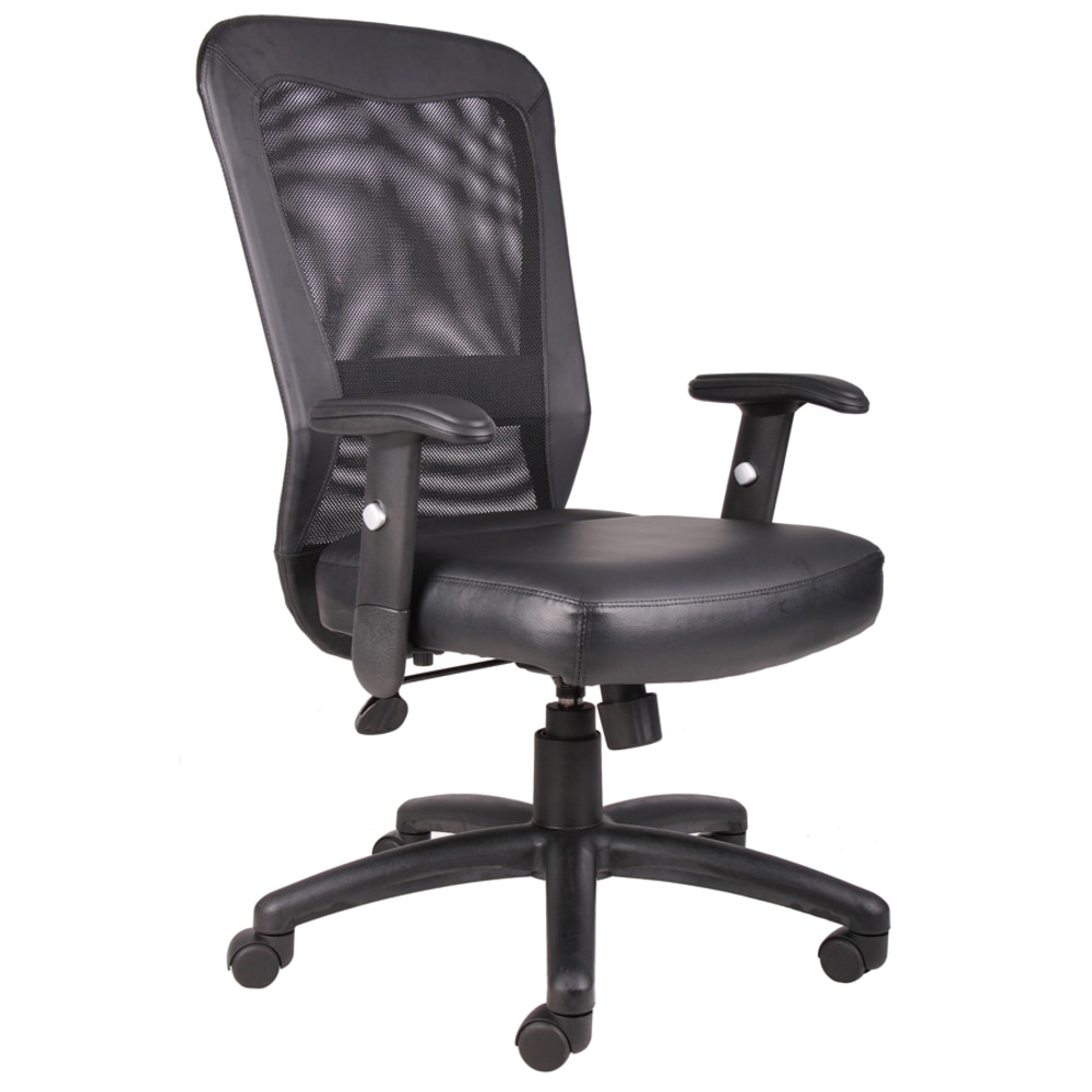 Boss Office Products Ergonomic LeatherPlus™ Bonded Leather/Mesh
