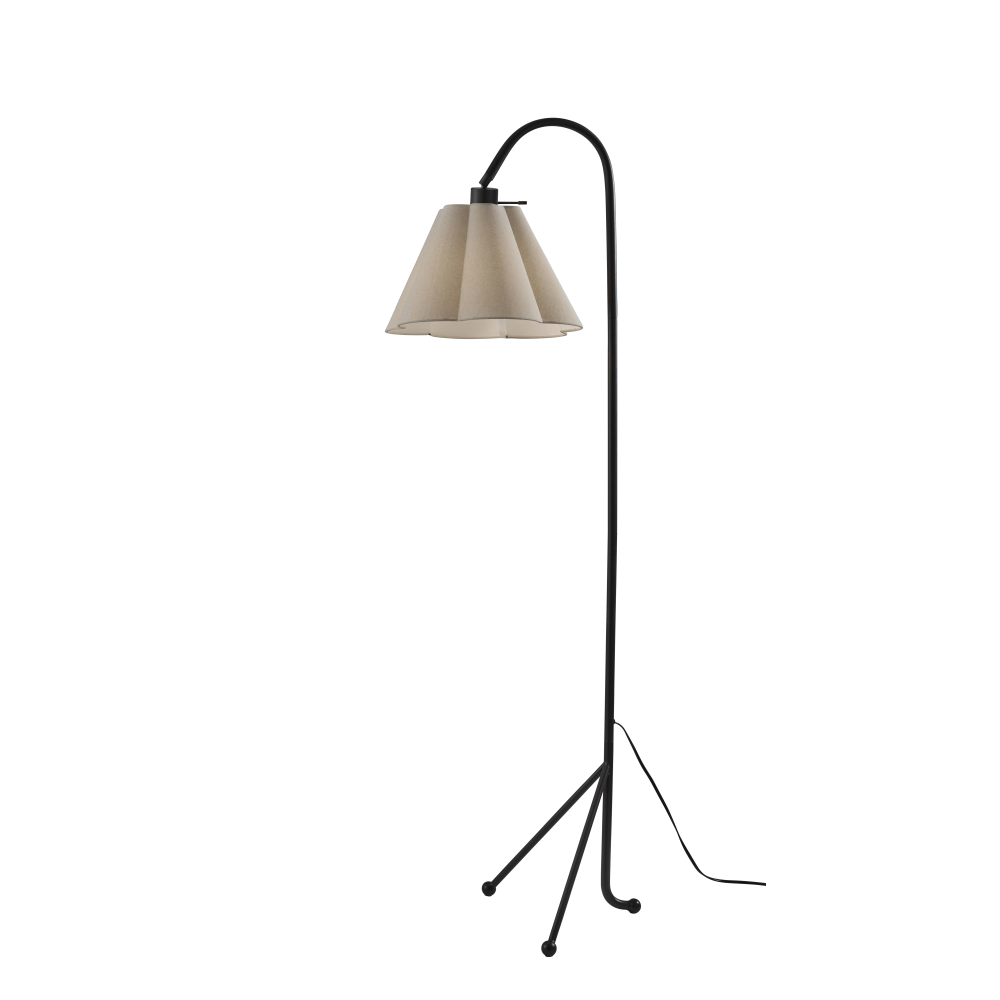 Adesso Kendra Floor Lamp, Black/Oatmeal Fabric Shade