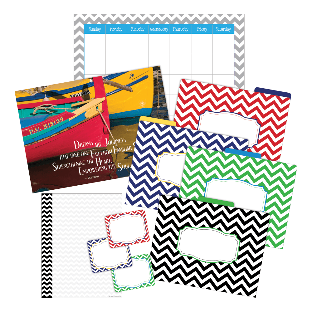 Barker Creek Chevron Office/Classroom Set With Incentive Chart,