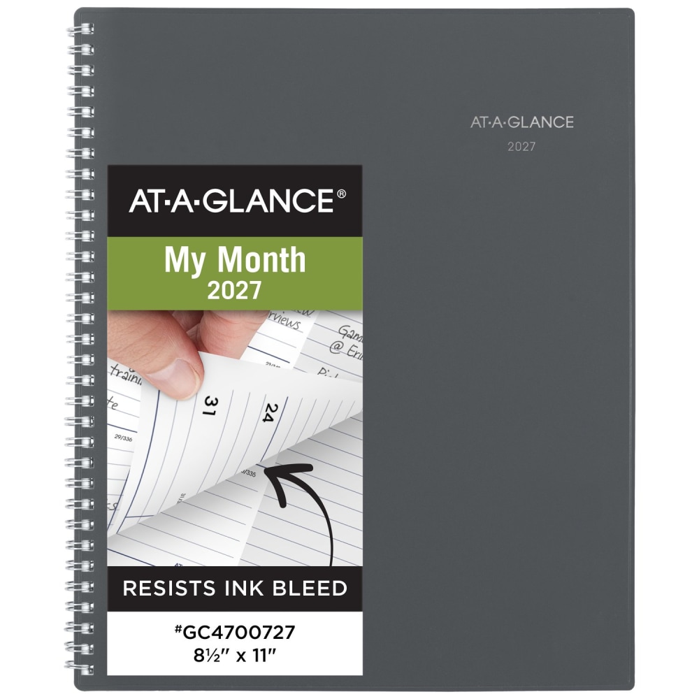 AT-A-GLANCE® DayMinder® 2027 Monthly Planner, Gray, Large, 8
