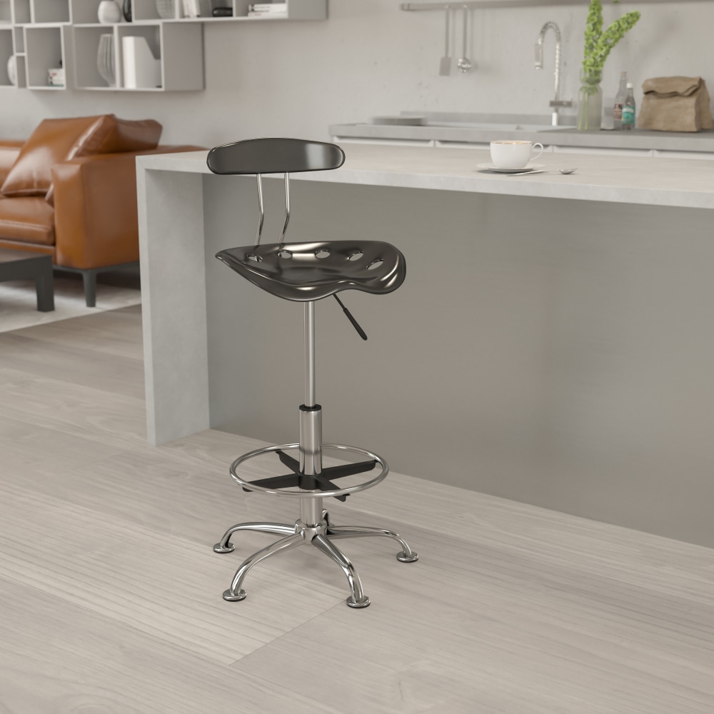 Flash Furniture Vibrant Chrome Drafting Stool with Tractor