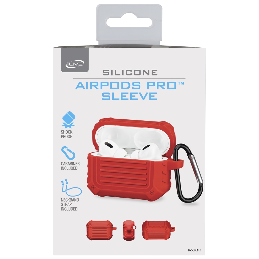 iLive Airpods Pro™ Sleeve With Carabiner, Red, IA50X1R