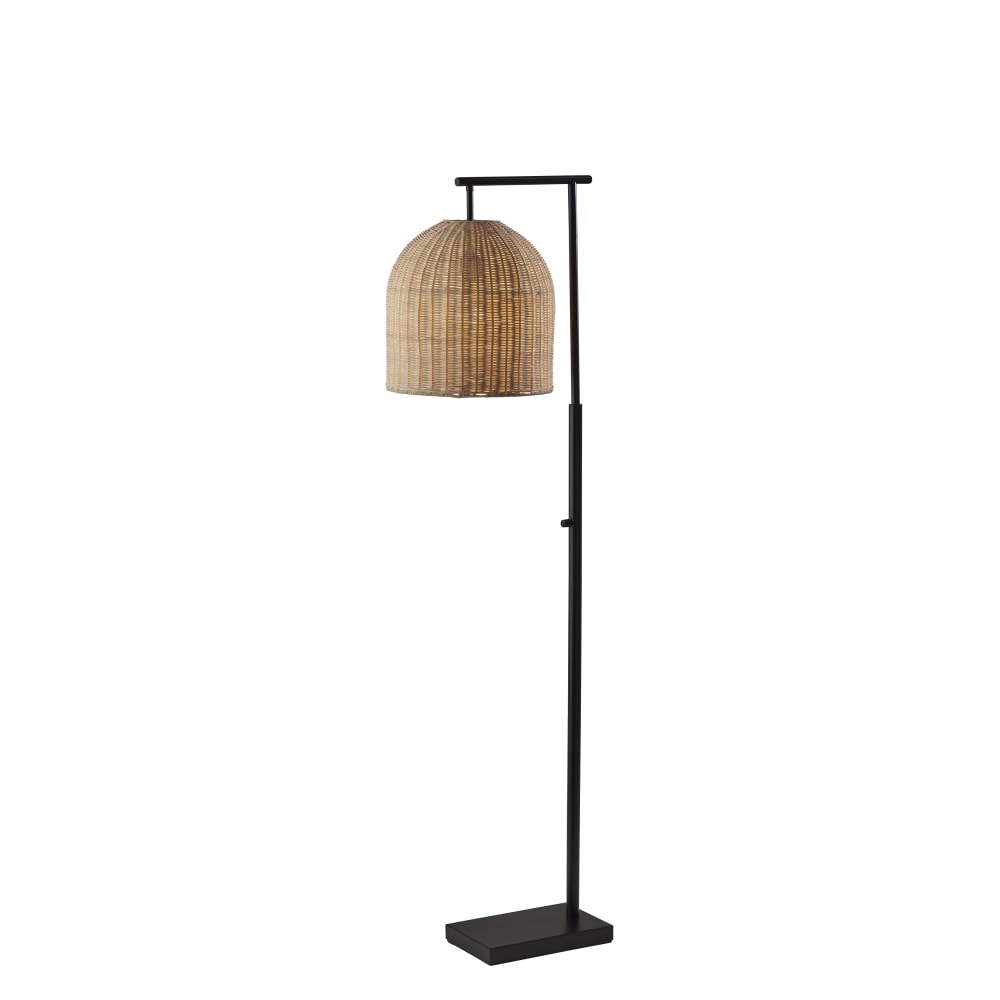 Adesso® Bahama Floor Lamp, 58”H, Natural Rattan/Dark Bronze