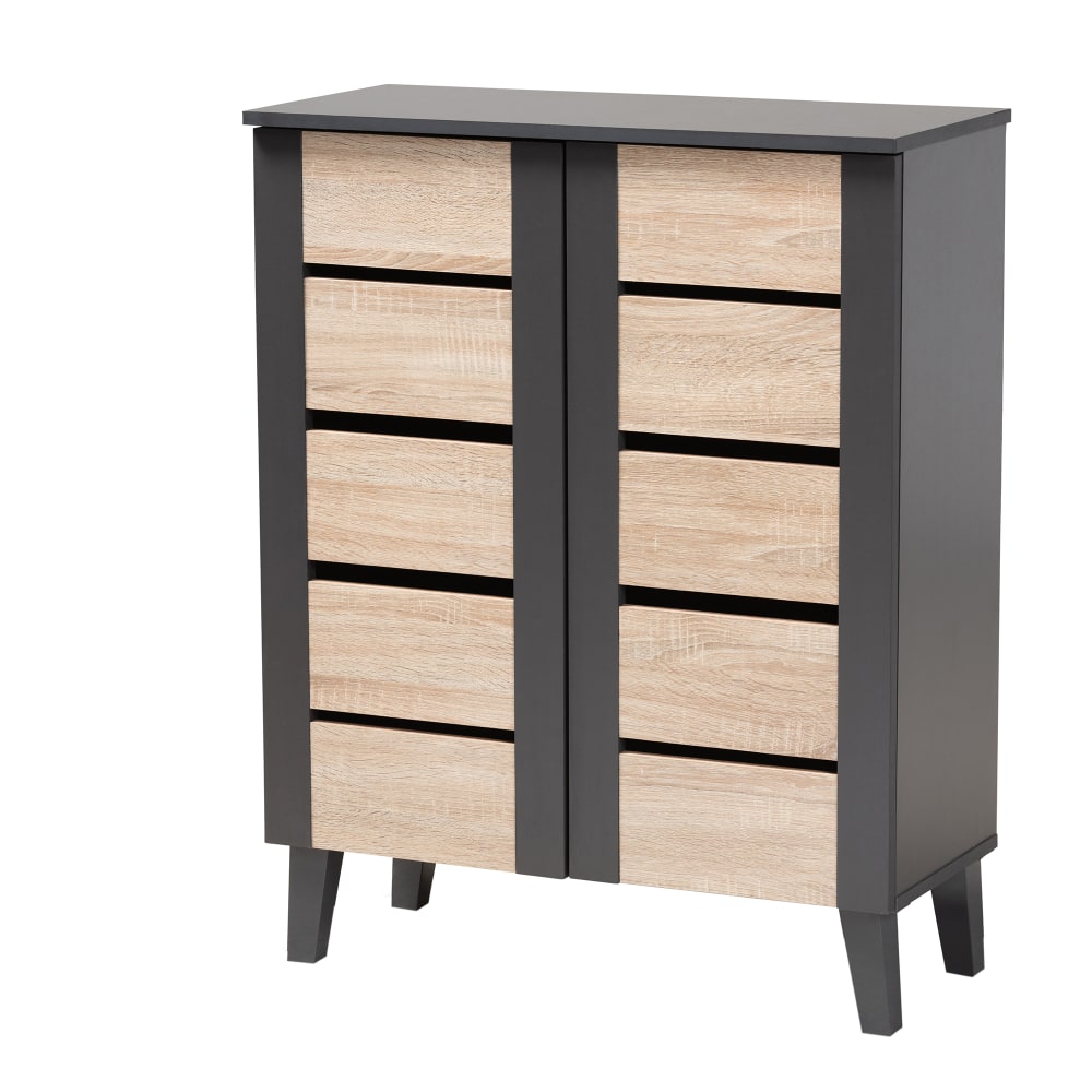 Baxton Studio Melle 2-Tone 2-Door Entryway Shoe Storage