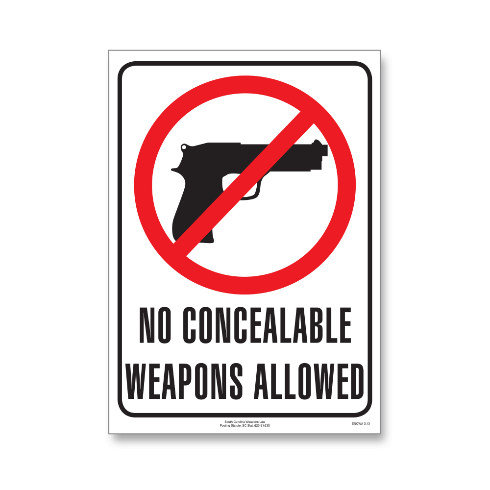 ComplyRight™ State Weapons Law Poster, English, South Carolina,