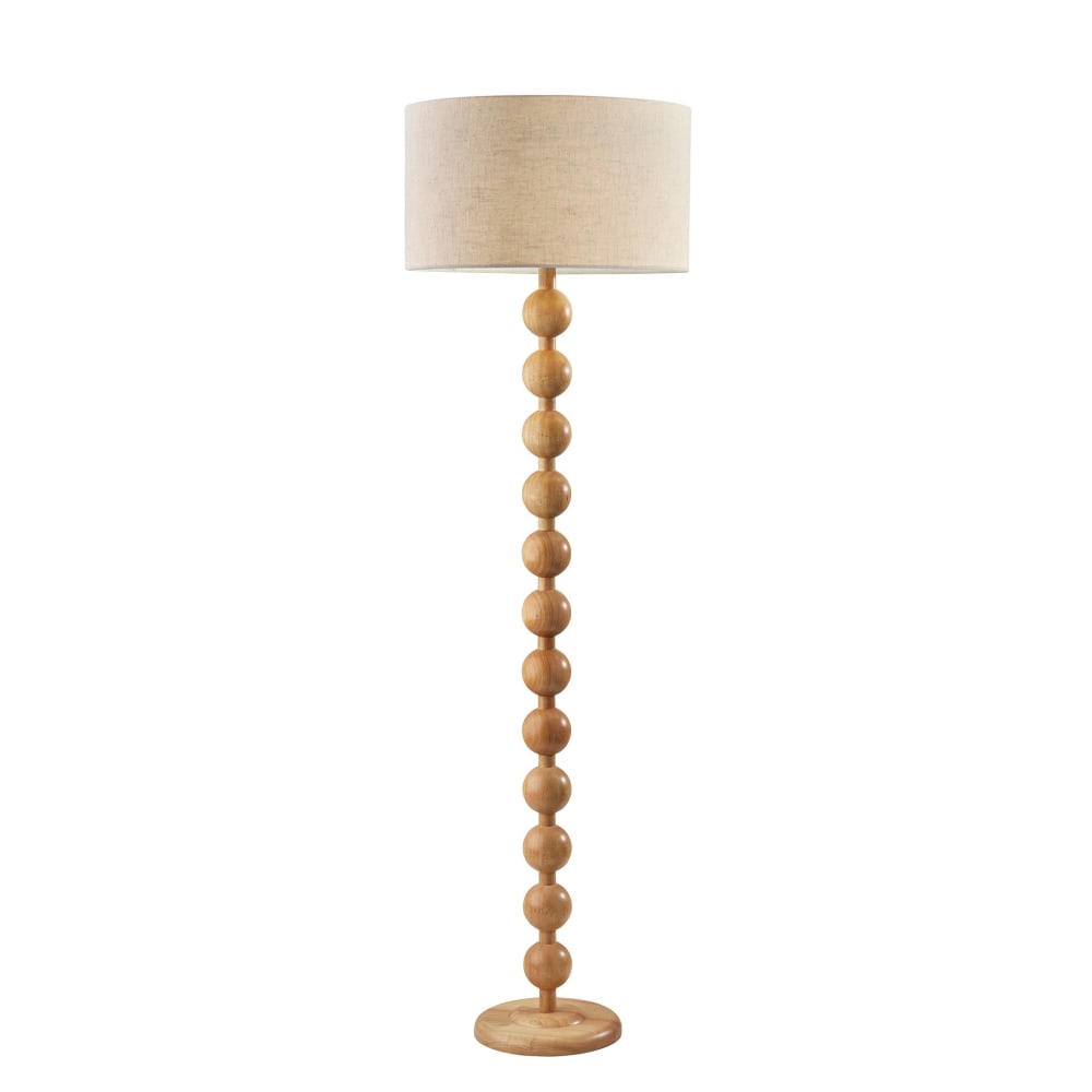 Adesso Orchard Floor Lamp, 62”H, Cream Linen Shade/Natural