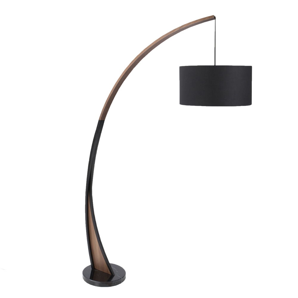 Lumisource Noah Mid-Century Modern Floor Lamp, Black Shade/Walnut