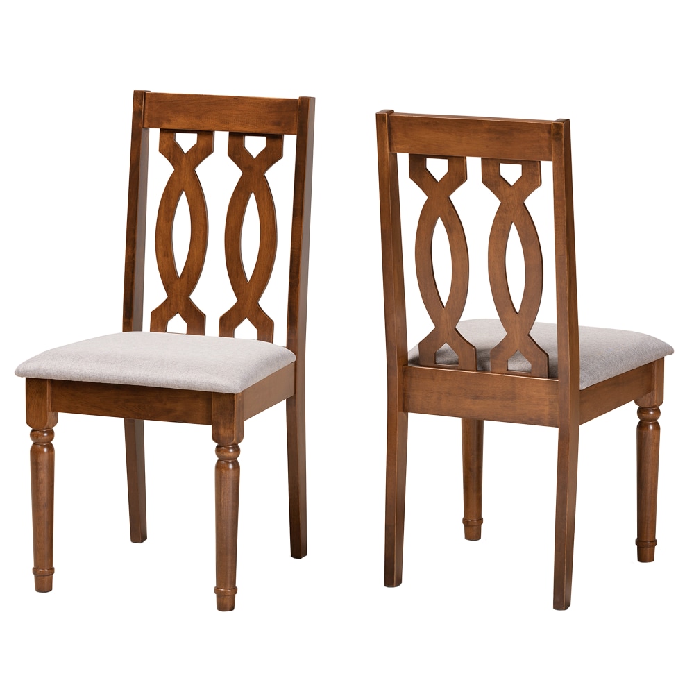 Baxton Studio Cherese Dining Chairs, Gray/Walnut Brown, Set