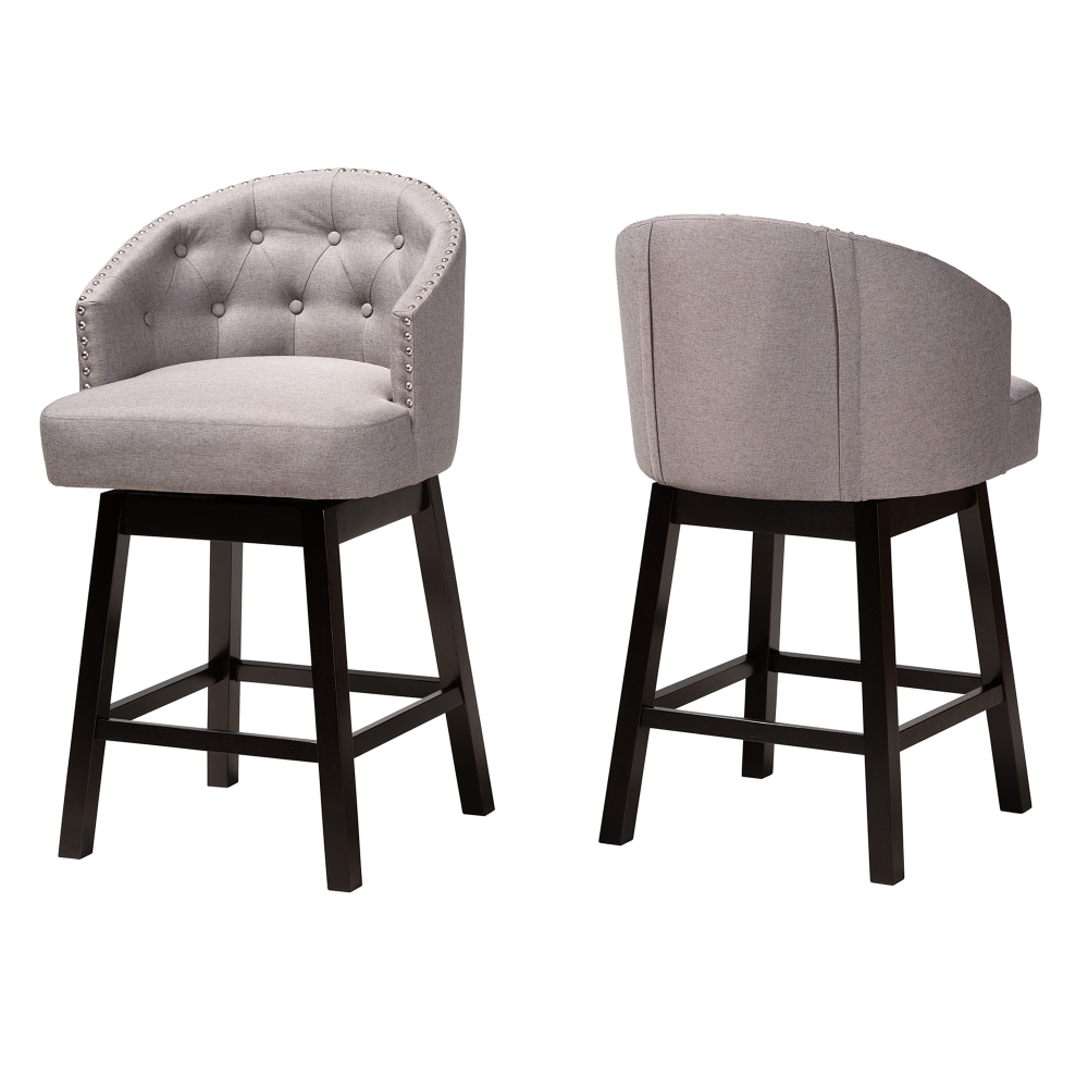 Baxton Studio Theron Fabric Swivel Counter-Height Stools With