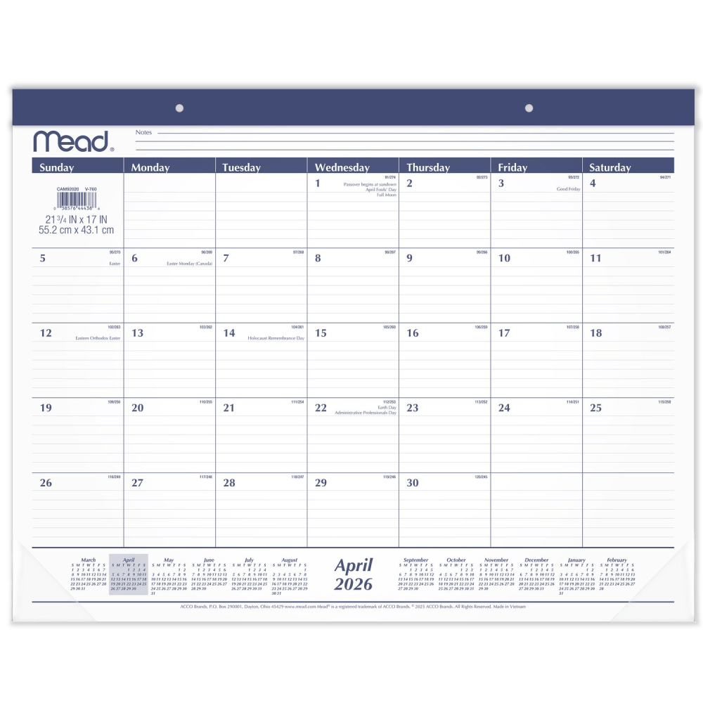 Mead® Basic Academic 2026-2027 Monthly Desk Pad Calendar,