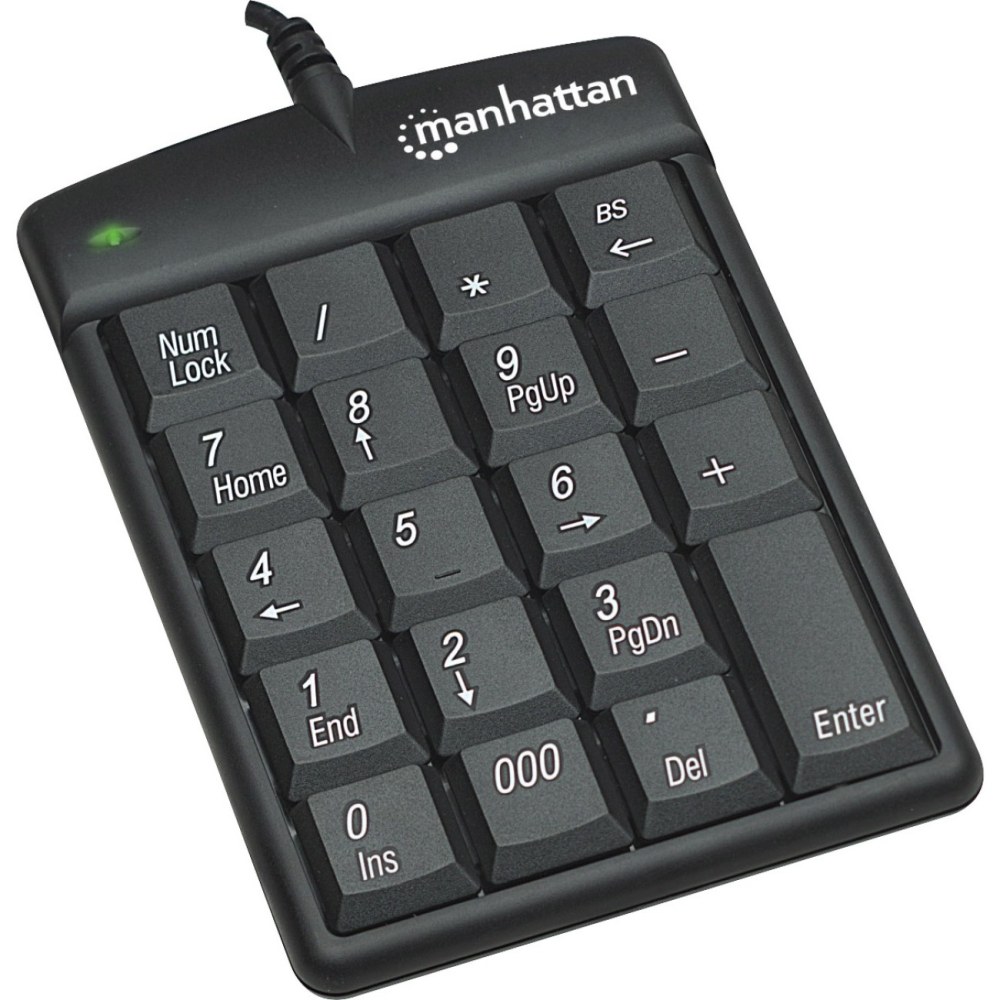 Manhattan 19-Key Wired Numeric Keypad, Black, 176354