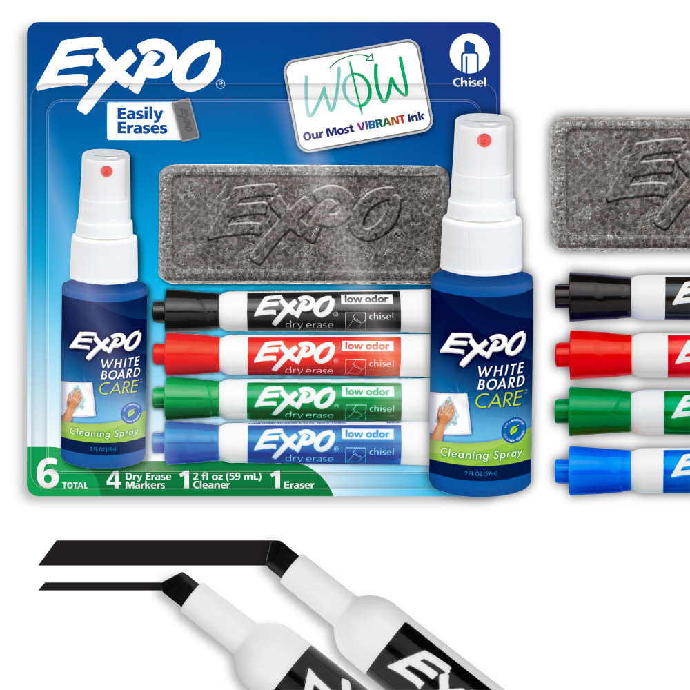 EXPO® Dry-Erase Starter Kit, Low Odor, Chisel-Tip, Assorted