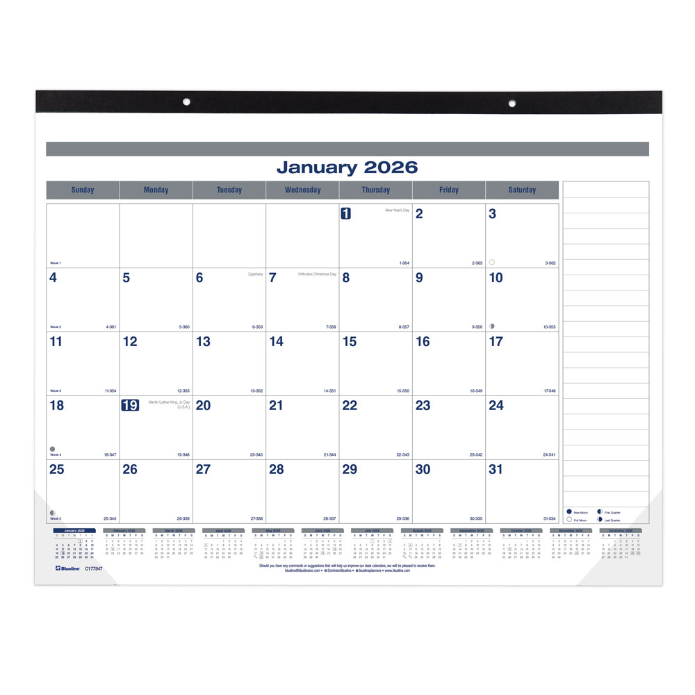 2026 Blueline Net Zero Carbon Monthly Desk Pad
