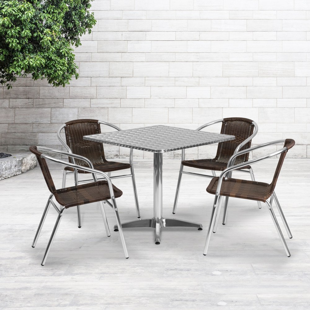 Flash Furniture Lila Square Aluminum Indoor-Outdoor Table Set,