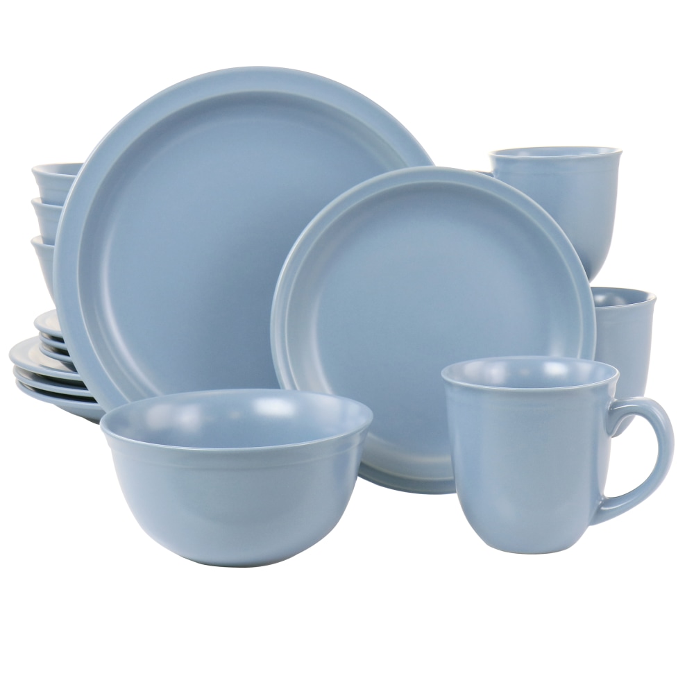 Gibson Home 16-Piece Siam Stoneware Dinnerware Set, Blue