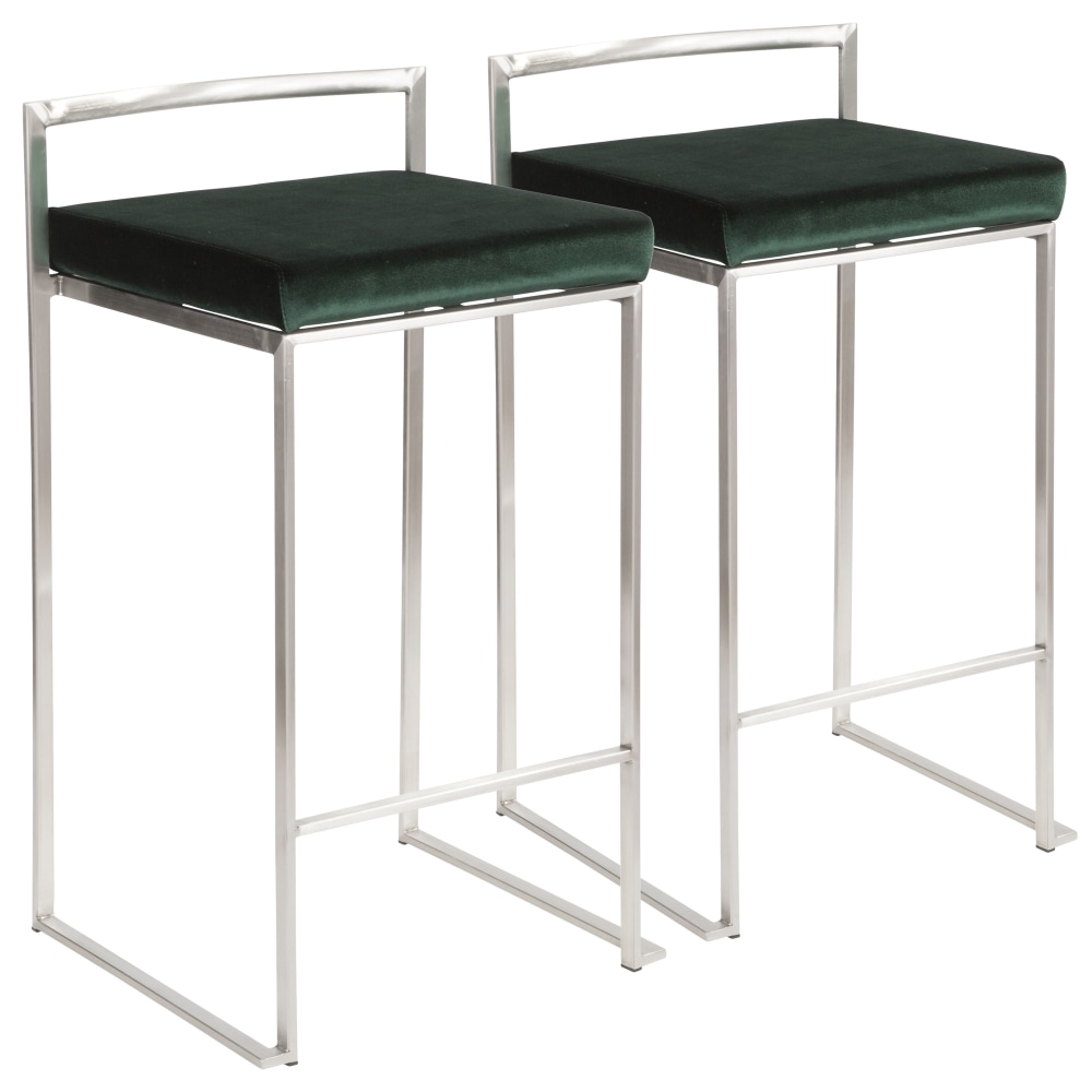 LumiSource Fuji Stacker Counter Stools, Green