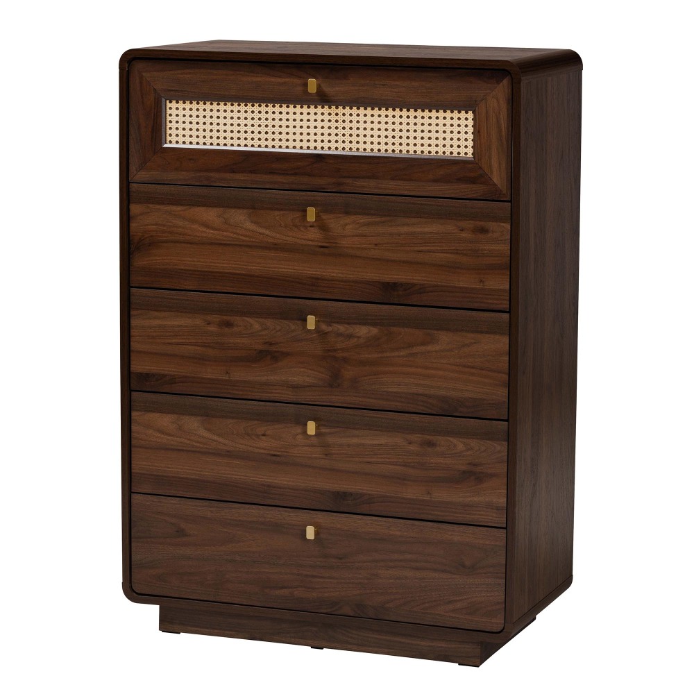 Baxton Studio Jenibelle Classic 5-Drawer Chest With Rattan
