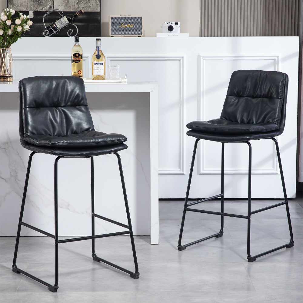 Glamour Home Bauer Faux Leather Barstools With Back,