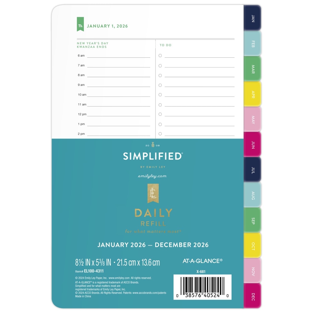 Simplified by Emily Ley for AT-A-GLANCE® 2026 One