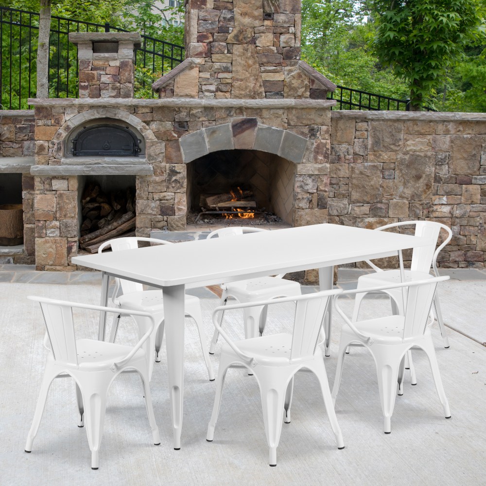 Flash Furniture Commercial-Grade Rectangular Metal Indoor/Outdoor