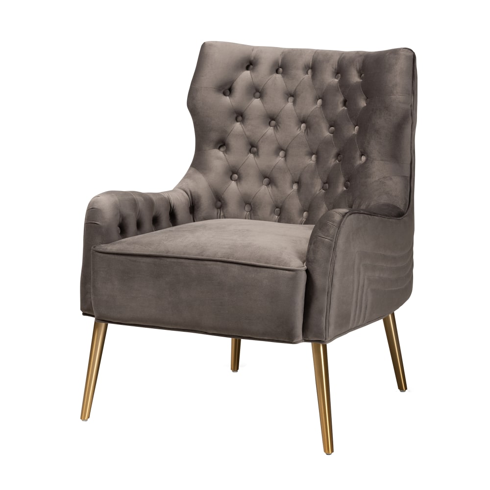 Baxton Studio Nelson Armchair, Gray/Gold