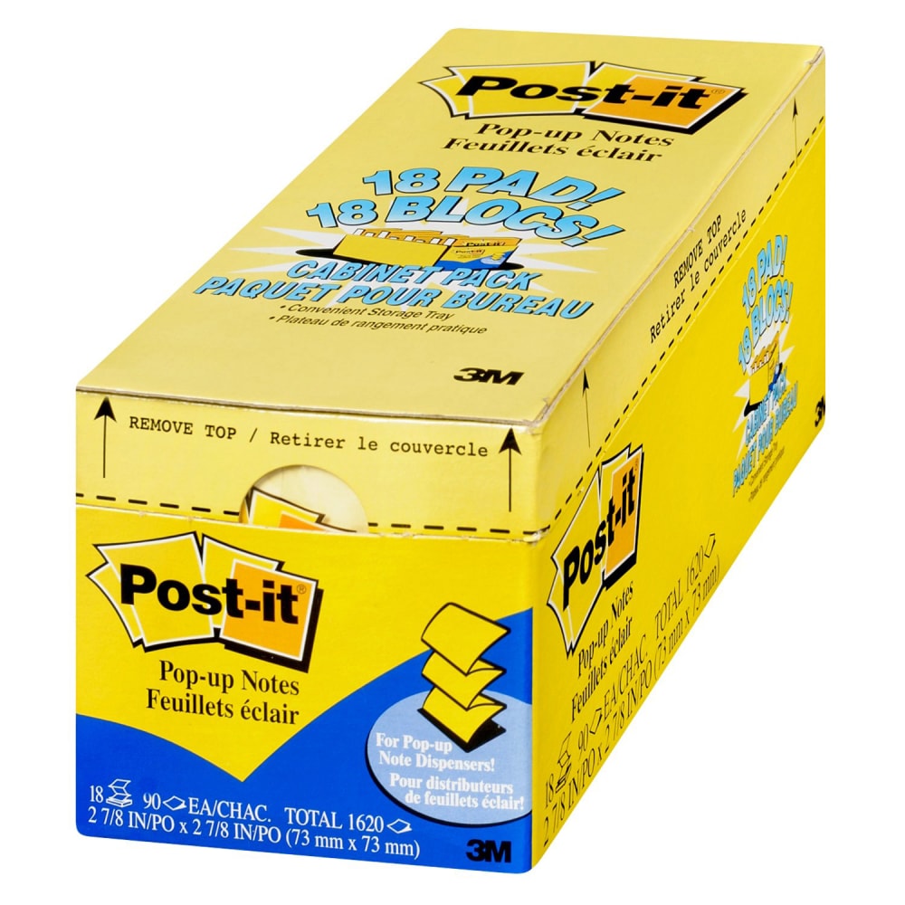 Post-it® Pop-up Notes, 3" x 3", Canary Yellow,