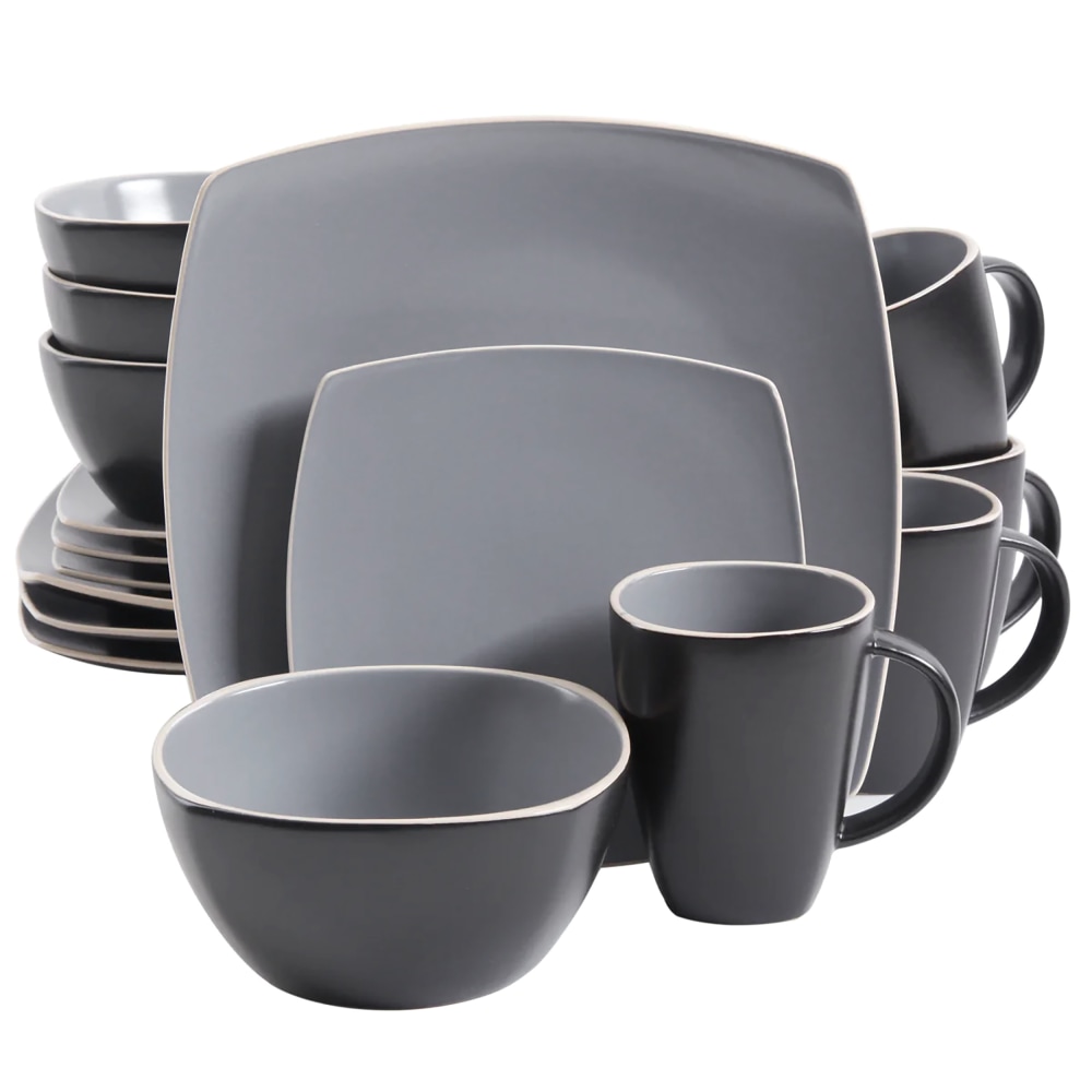 Gibson Home Soho Lounge 16-Piece Soft Square Stoneware