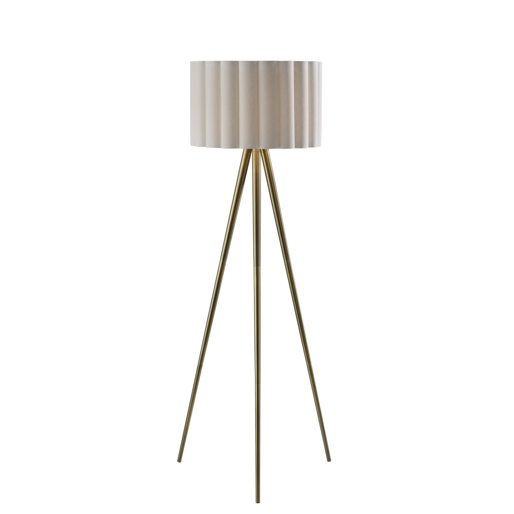 Adesso Caldwell 61"H Floor Lamp, Beige/Antique Brass