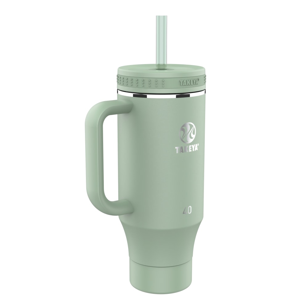 Takeya Fixed Handle Straw Tumbler, 40 Oz, Macha