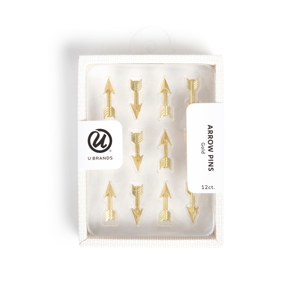 U Brands® Arrow Push Pins, Gold, Set Of
