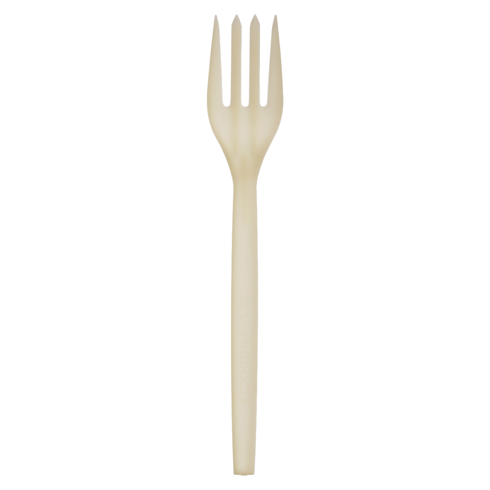 Eco-Products® Plant Starch Material Cutlery, Forks, Beige, Pack