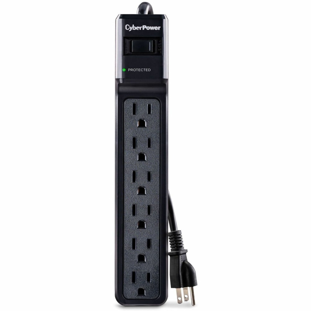 CyberPower CSB604 6-Outlet Essential Surge Protector, 4’, Black