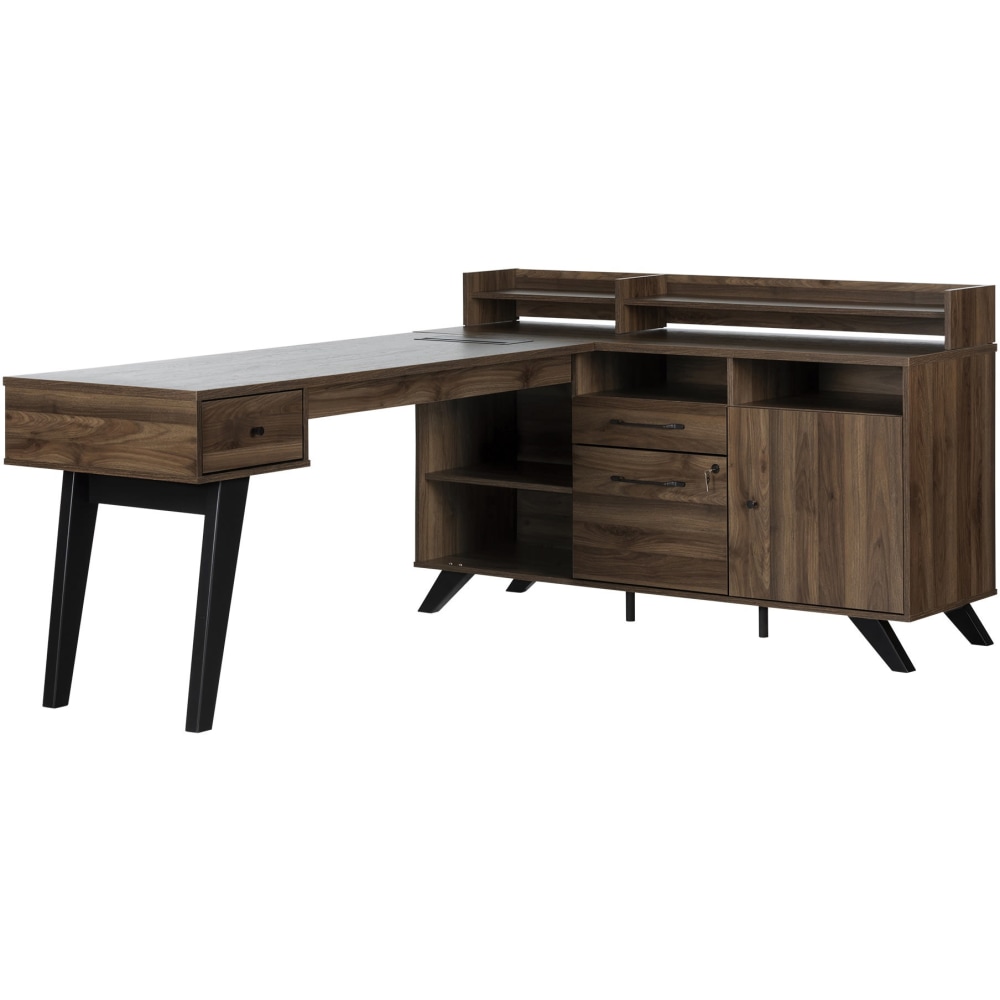 South Shore Helsy 78"W L-Shaped Computer Desk, Natural